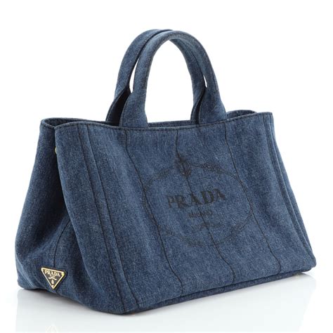 prada blue denim tote bag|Prada foldable shopping tote.